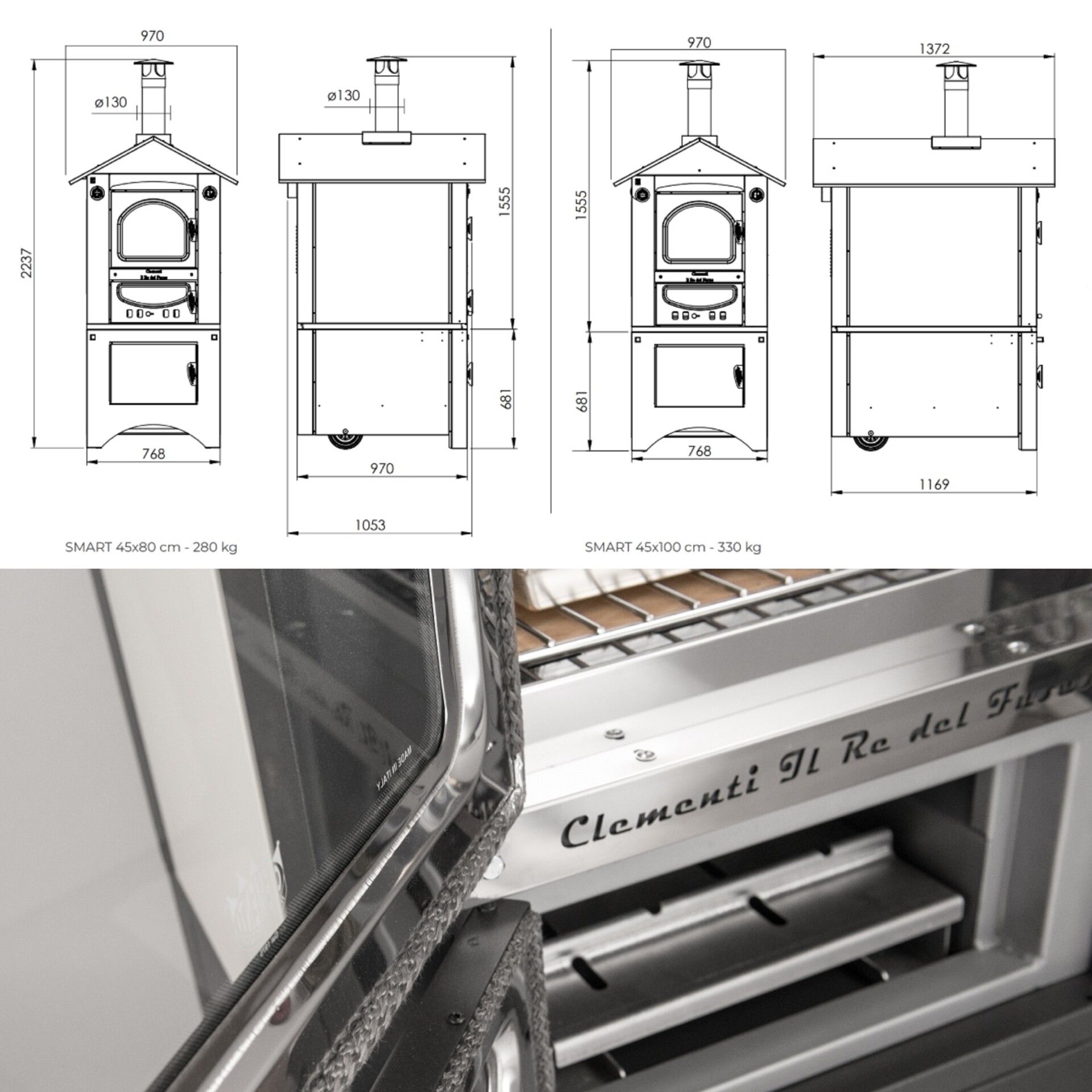Afmetingen van de multifunctionele Smart oven van Clementi 
